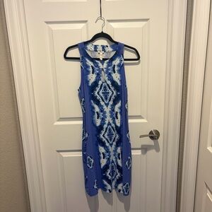 Soma Blue and White Sleeveless Mini Dress